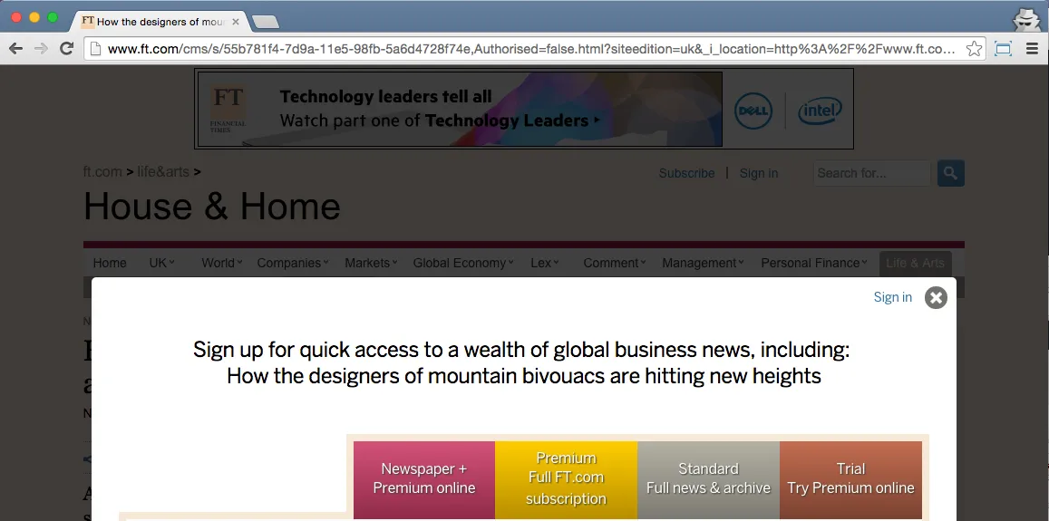 Caption: Paywall on FT.com