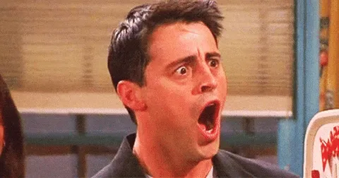GIF of Joey from Friends making an OMG expression